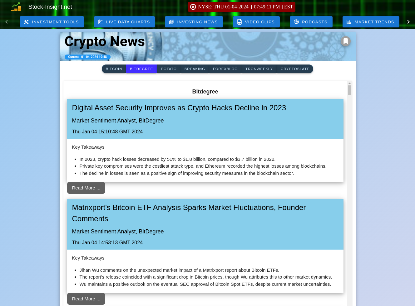 Latest Crypto News From the Web Latest Crypto News