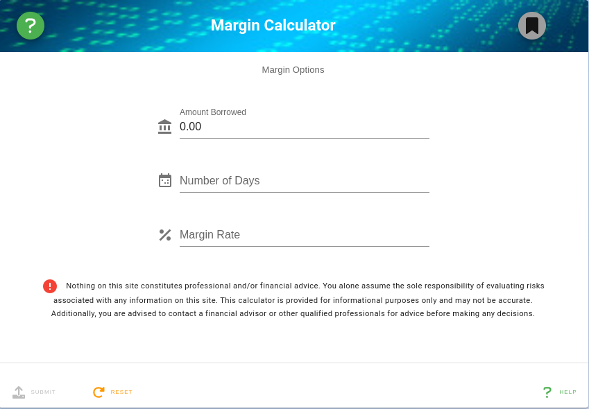 Margin Options Design Tool Options Margin Calculator