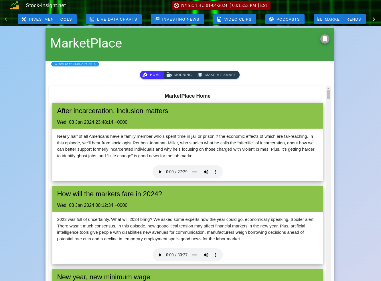 Latest Market News From MarketPlace Latest MarketPlace Podcasts