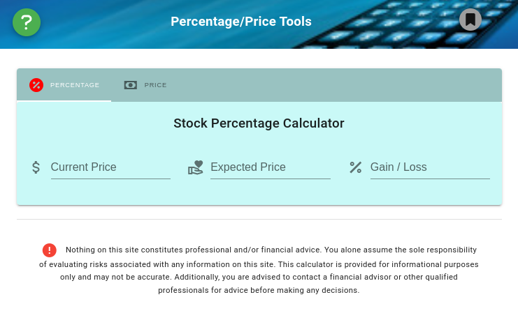 Stock Percentage & Price Calculator Stock Percentage & Price Calculator